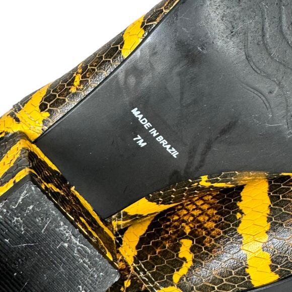 Coconuts Matisse Morgan Booties 7 Leather Snake Animal Print Yellow Black Edgy - Picture 6 of 8
